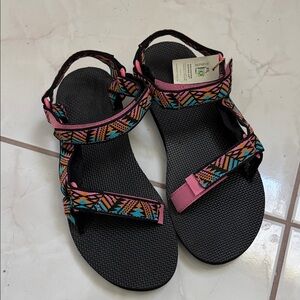 Teva Women's Sandals with Pink, Black, Orange Pattern
